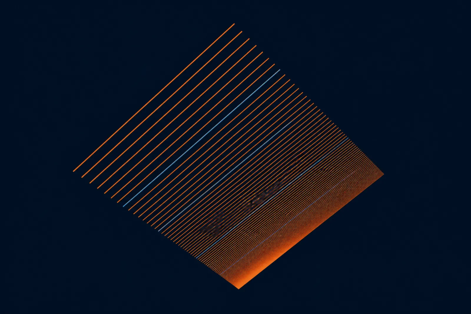 Thin orange lines bending into a wave on deep navy
