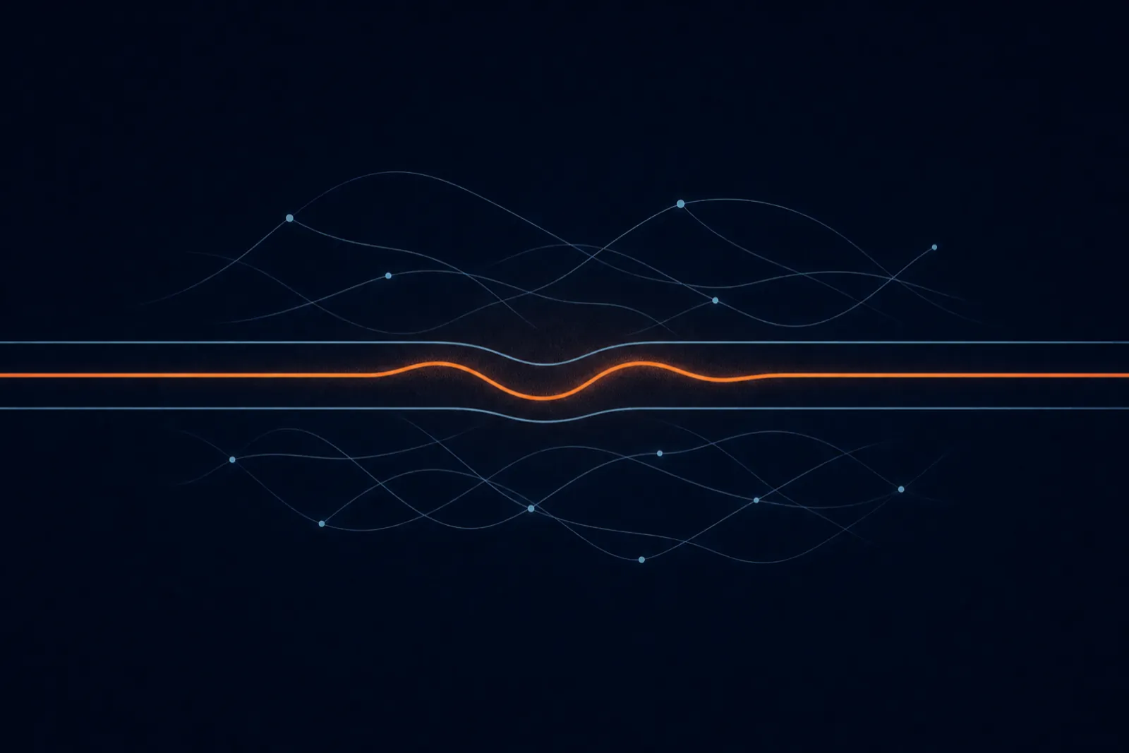 One orange line passing through thin vertical planes