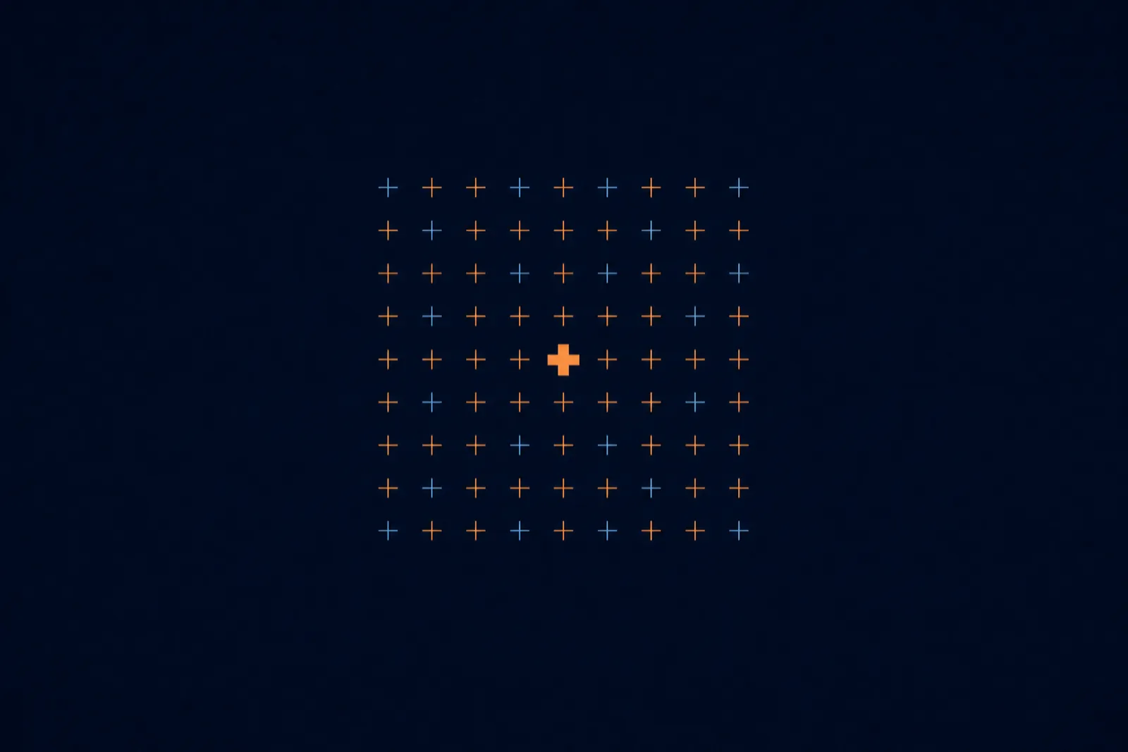 A thin-line plus with one arm filled orange
