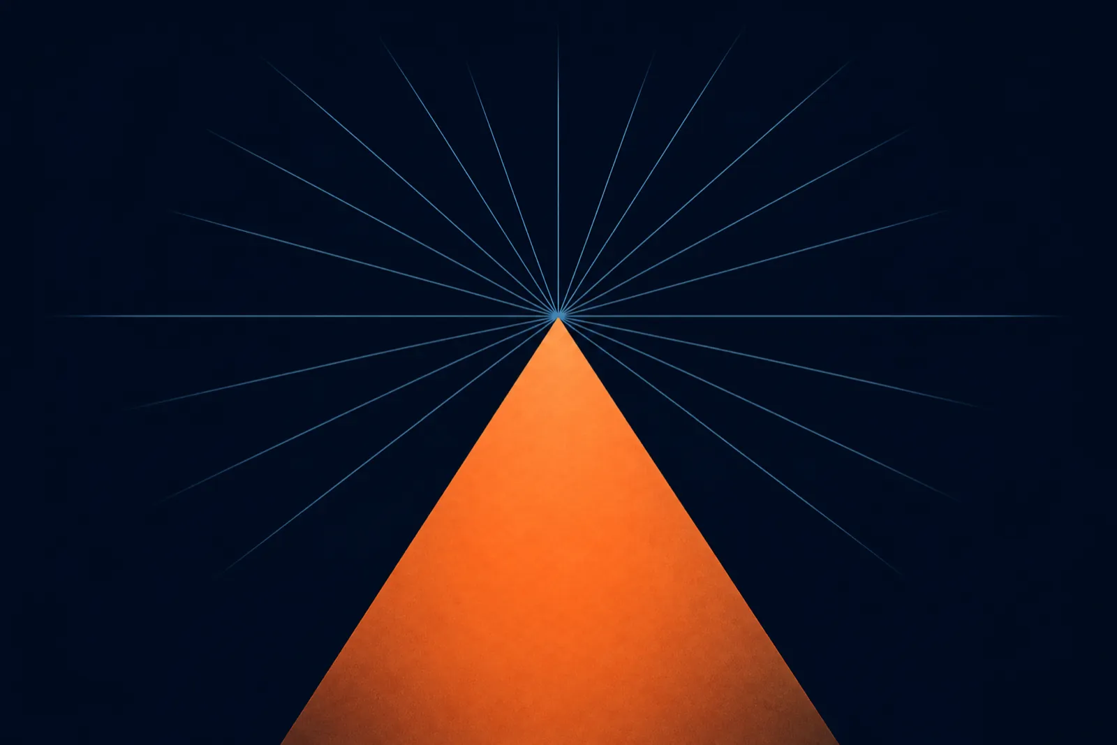 Flat orange planes receding to a vanishing point on deep navy