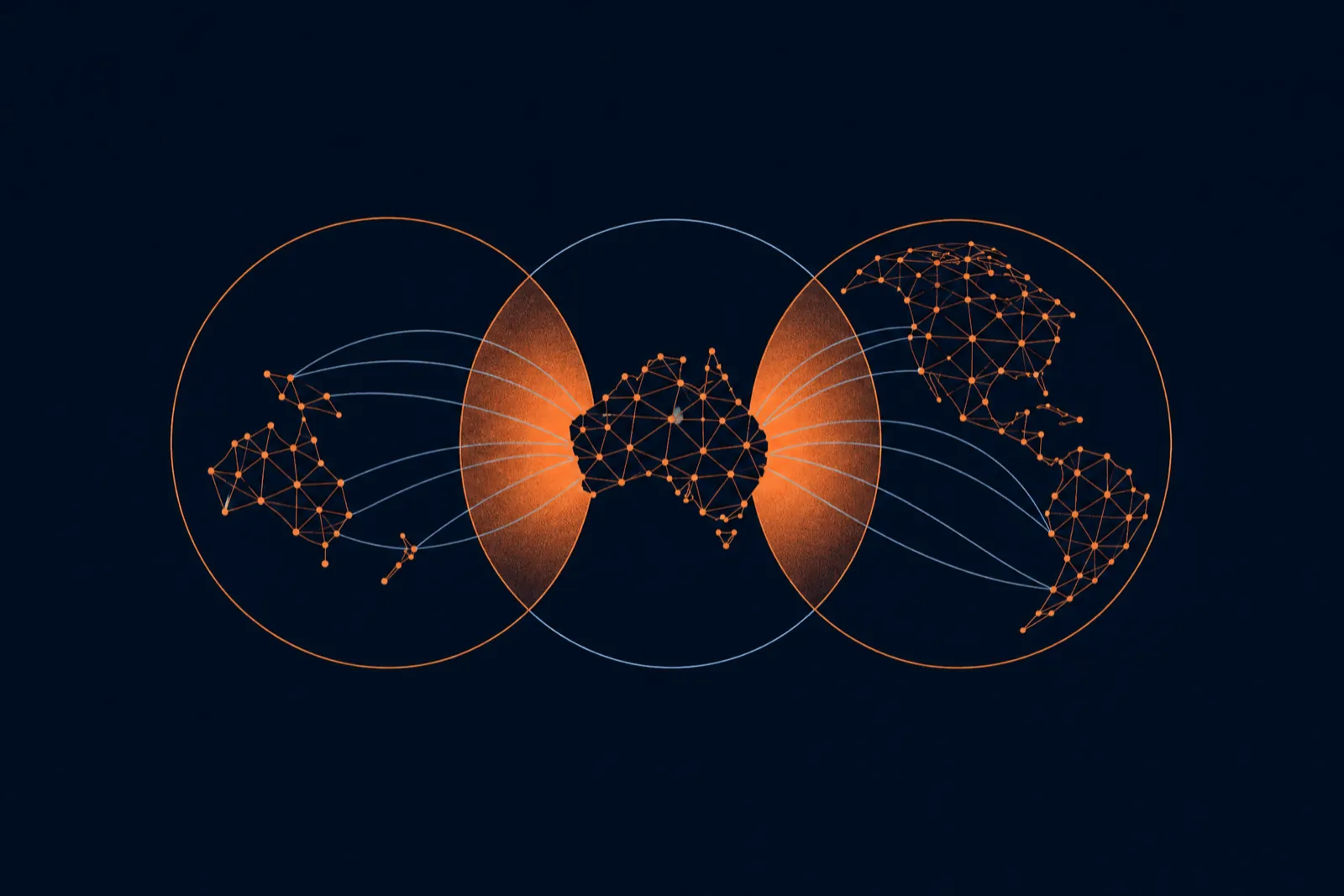 Two thin-line circles with an orange overlap