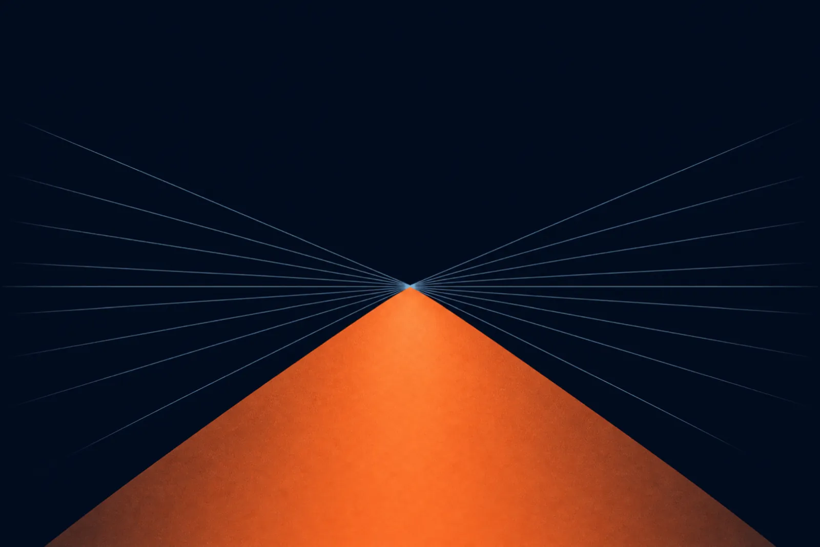 Flat orange planes receding to a vanishing point on deep navy