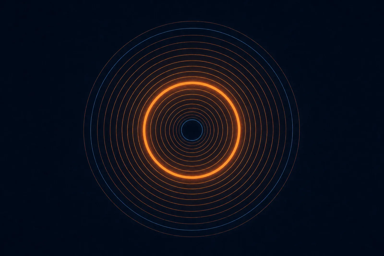 Thin concentric orange rings on deep navy