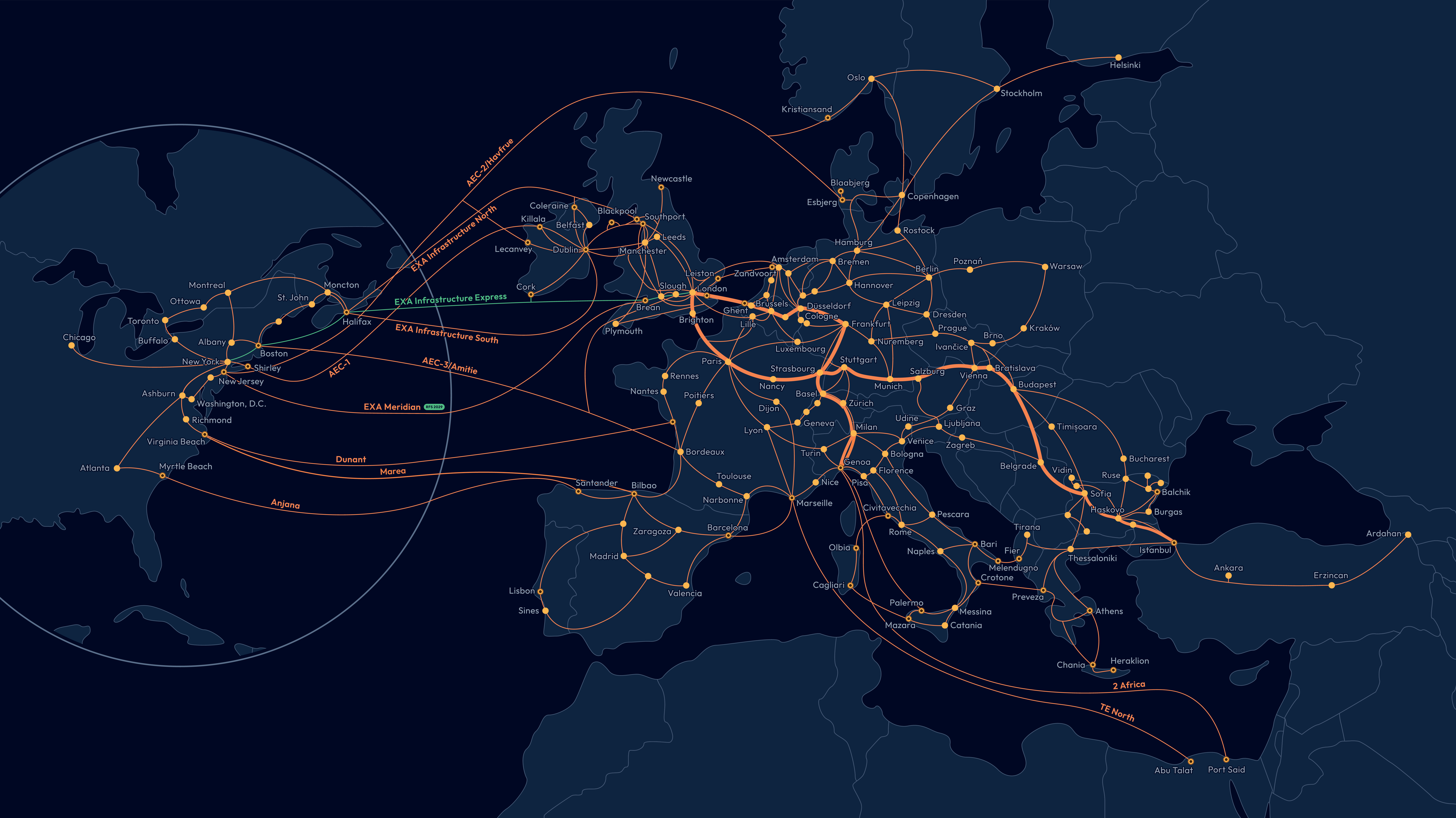 EXA Infrastructure Completes Frankfurt-Zurich-Milan-Genoa Corridor and Extends its London-to-Balkans Route with Paris-Vienna