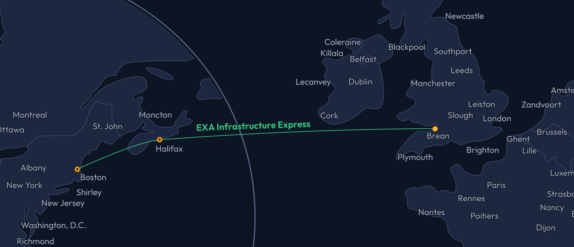 EXA Express route map