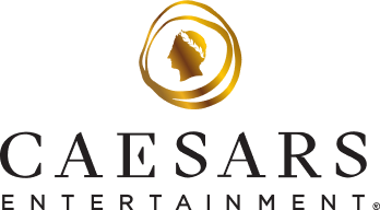 Stylized text spelling 'CAESARS' in bold geometric golden letters.