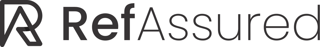 RefAssured logo featuring stylized letters 'R' and 'A' followed by the text 'RefAssured'.