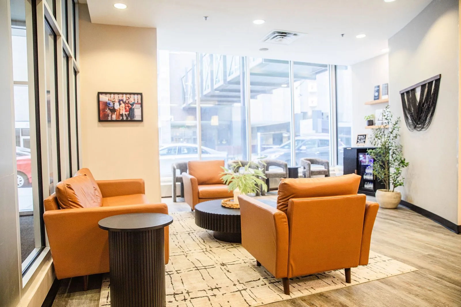 J & D Dental waiting room with orange lounge chairs