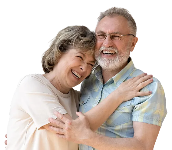Smiling couple at the dental practice