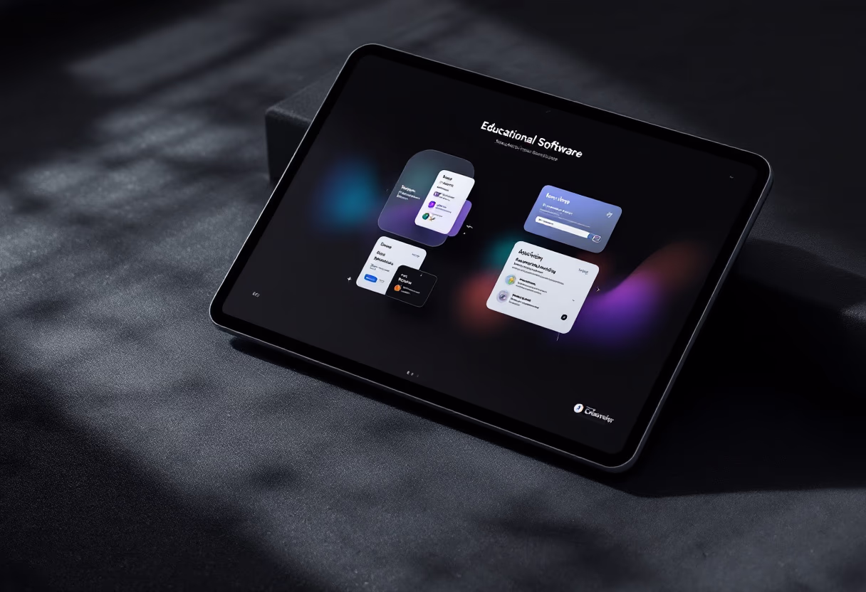 [interface] image of a computer showcasing educational software (for a edtech)