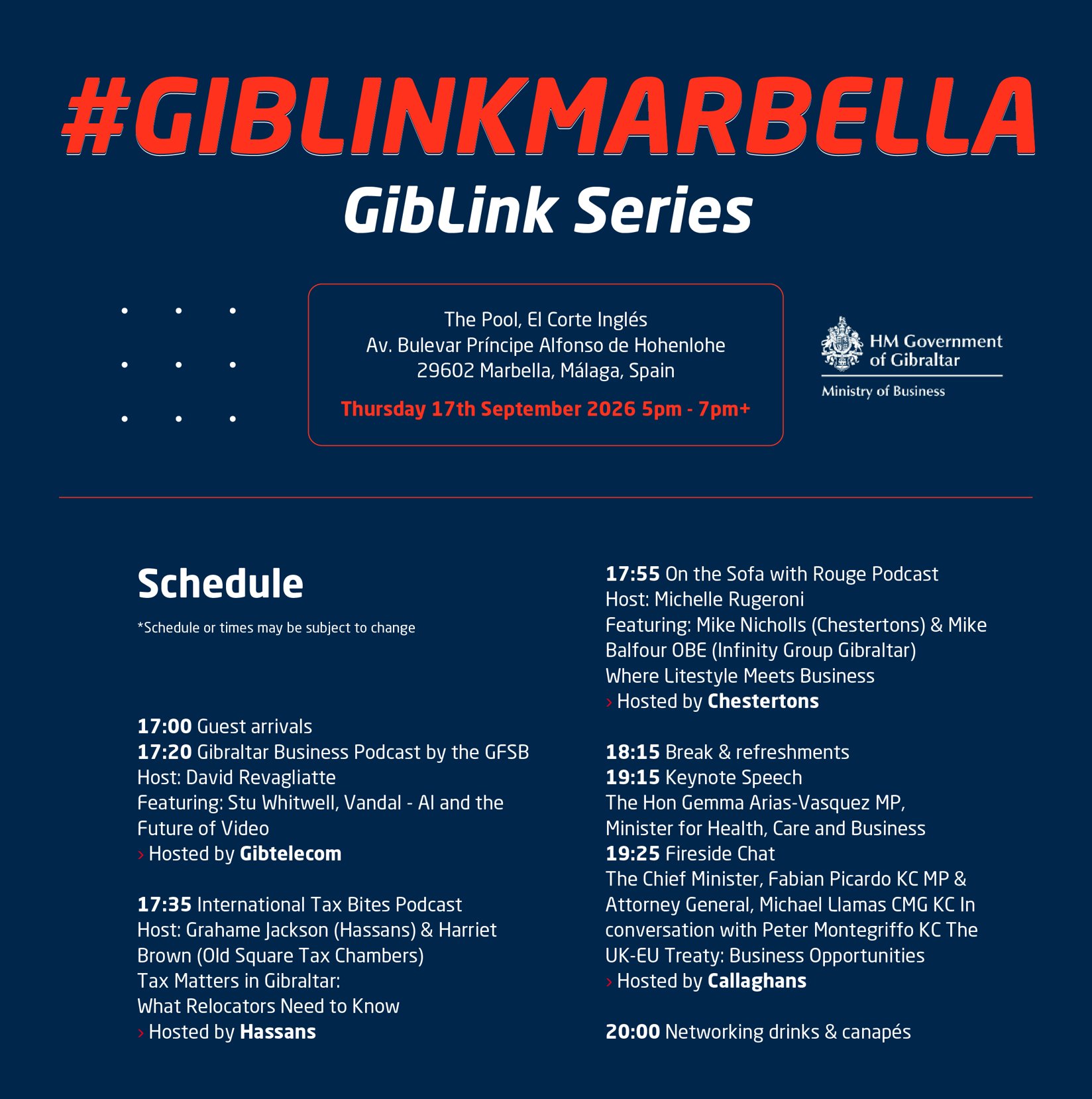 GibLink Marbella event schedule