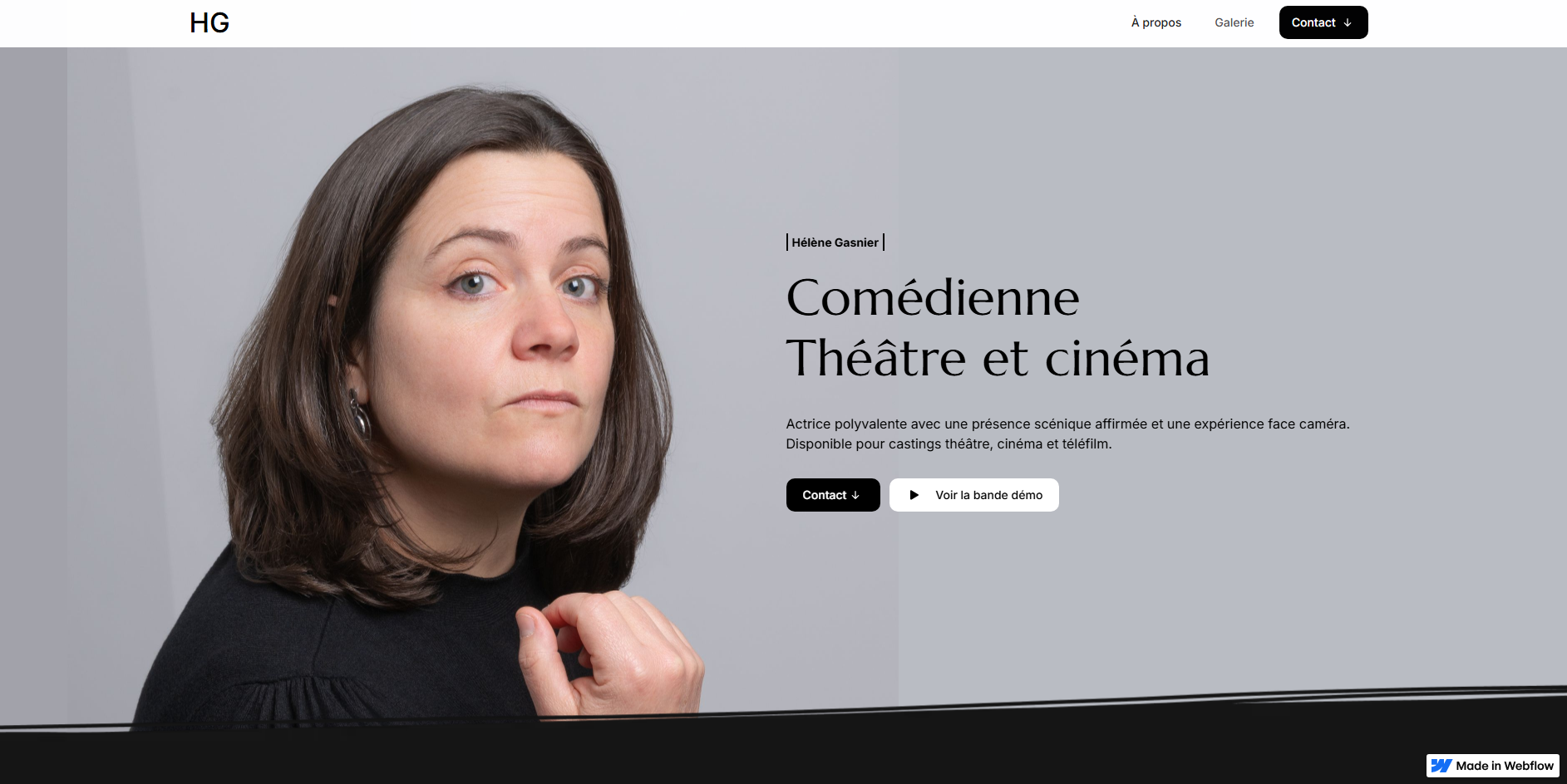 Site portfolio d’Hélène Gasnier, comédienne, réalisé par Minari