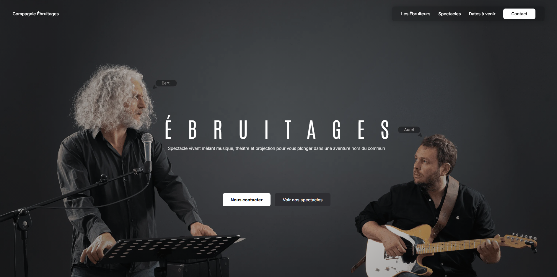Site web de la Compagnie Ébruitages réalisé par Minari