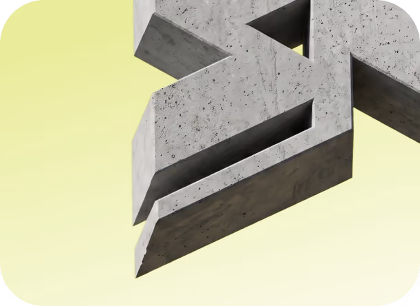 Arn Autonomy logo mark cast in concrete, close-up on a lime background