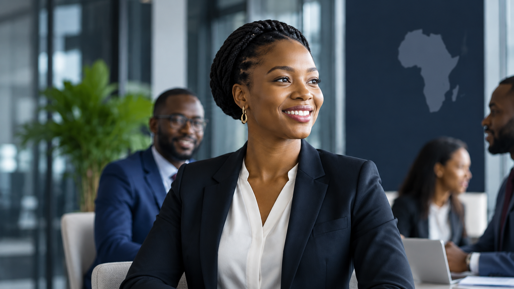 Professionnelle africaine dans un environnement de travail contemporain