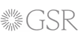GSR logo featuring a circular design of radiating lines to the left of the letters GSR.