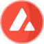Avalanche cryptocurrency logo with a white stylized letter A on a red circular background.