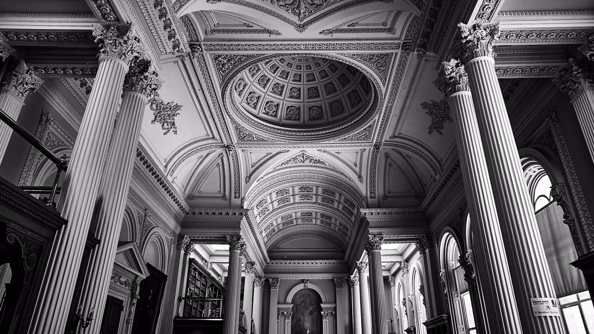 Ornate ceiling inside Osgoode Hall