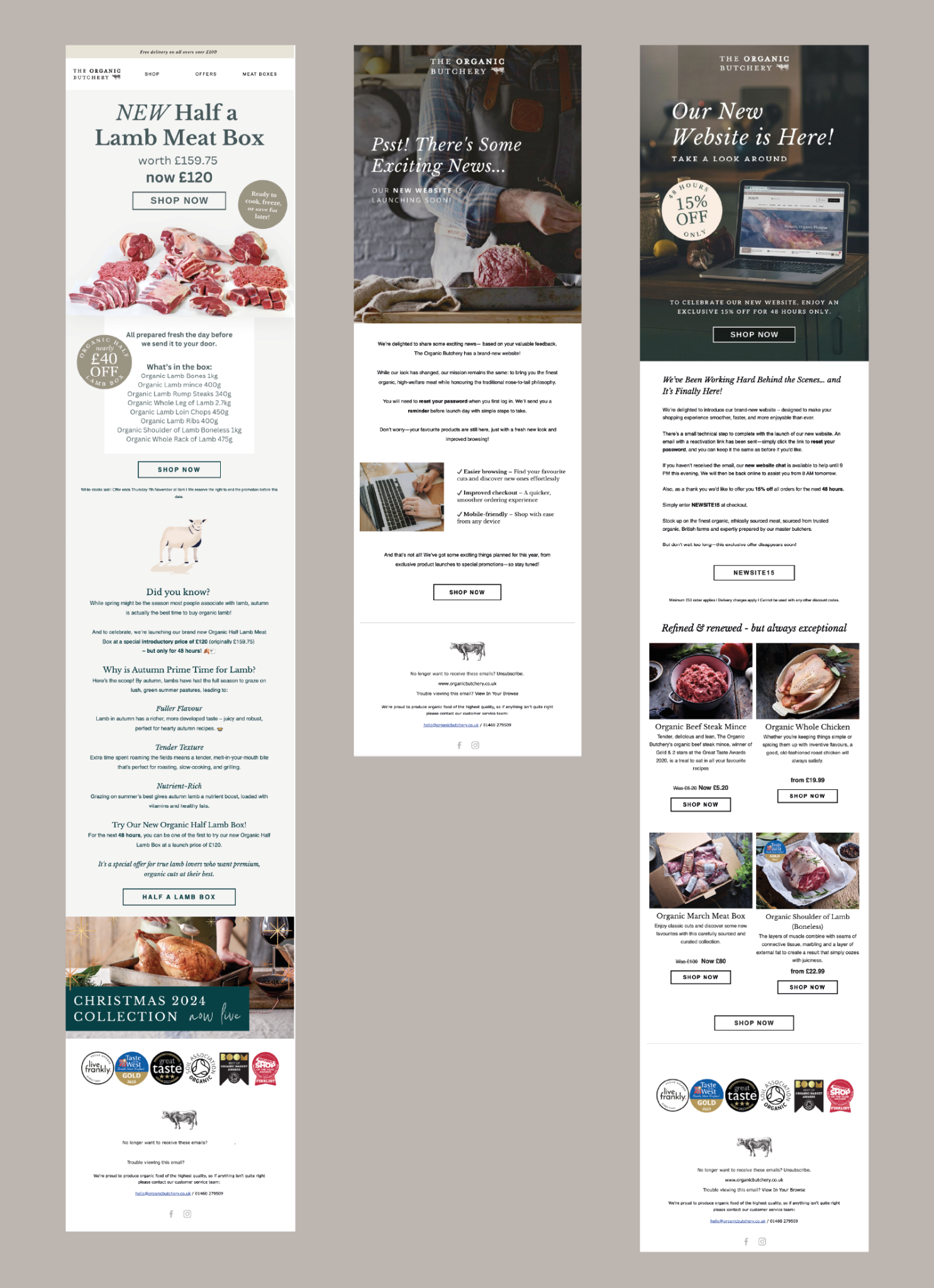 The Organic Butchery email campaign design examples