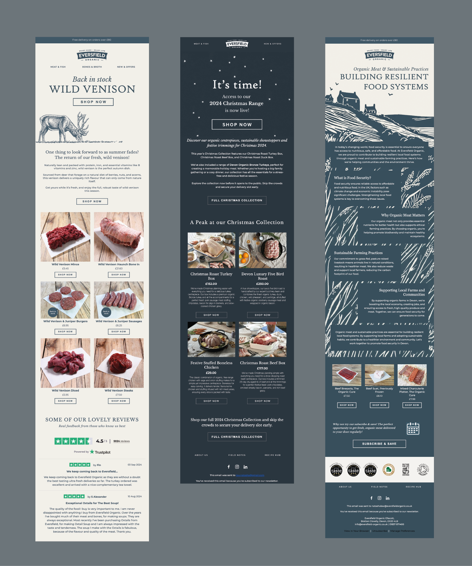 Eversfield Organic email campaign design examples