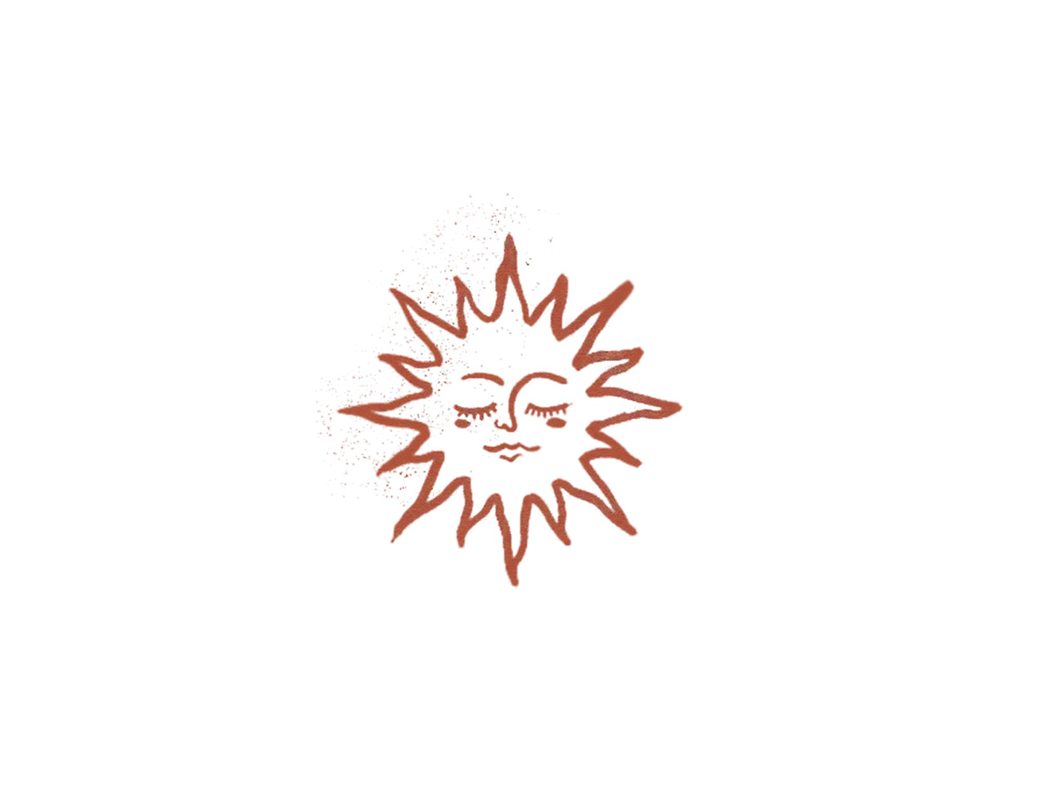 Hand-drawn terracotta sun illustration for Good Acre Farm