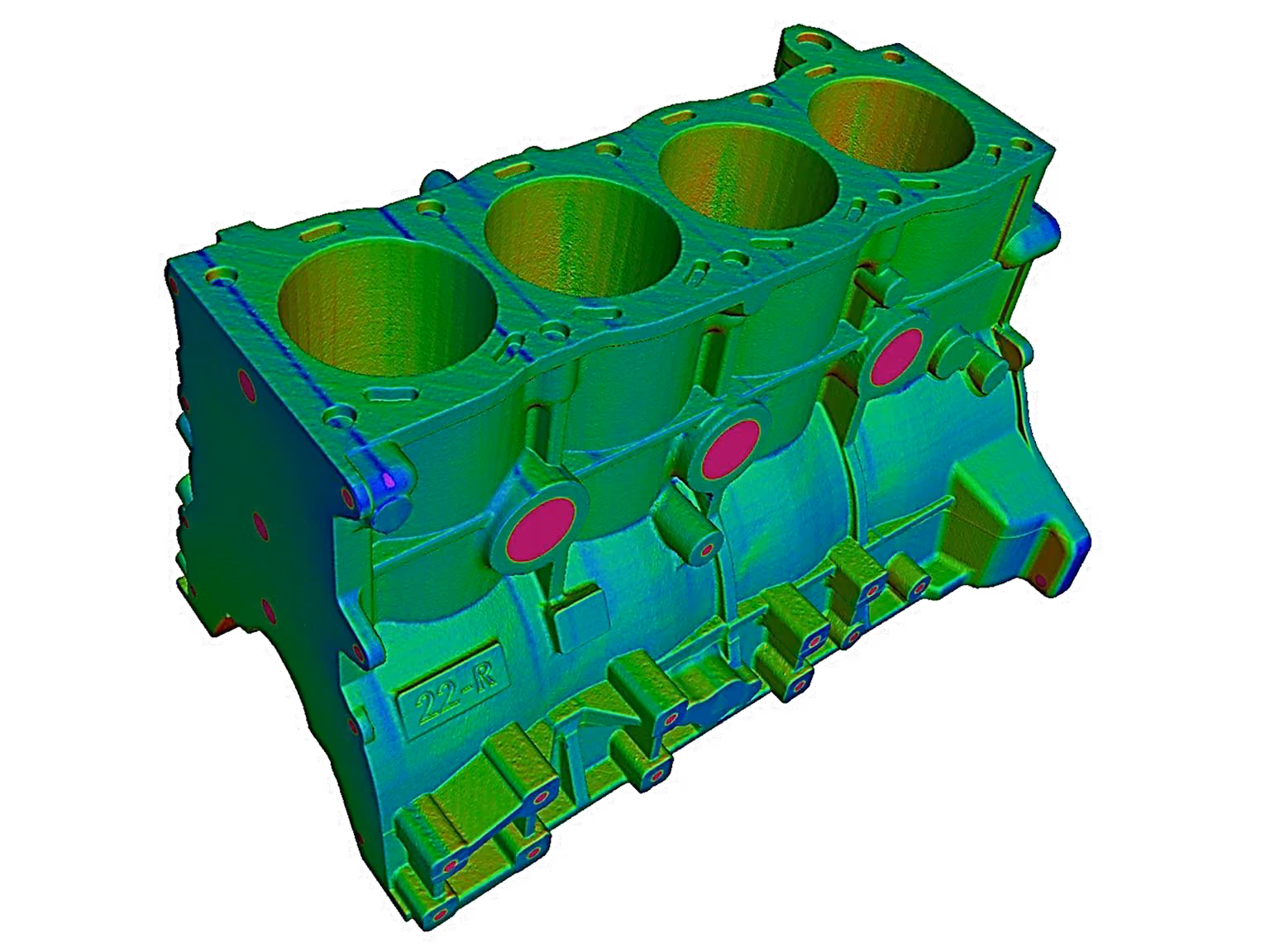 Engine block CAD-to-part deviation map