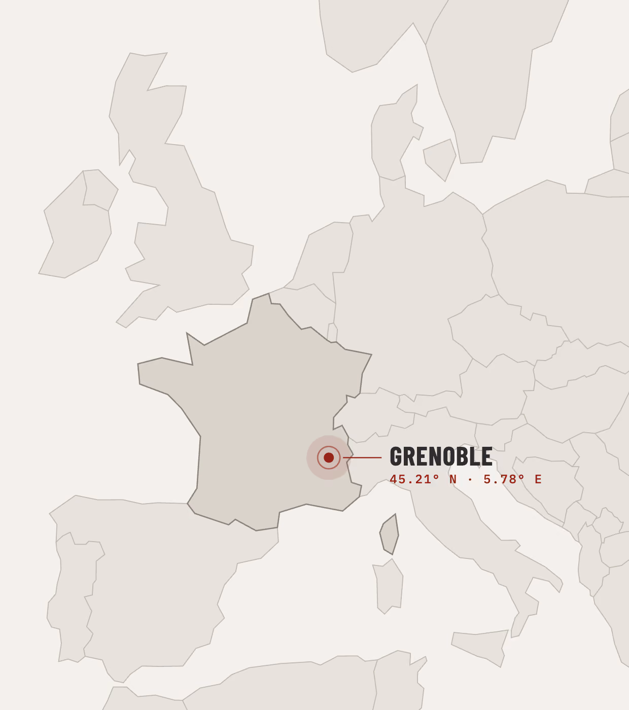 Map of Europe showing ARIX's location in Grenoble, France