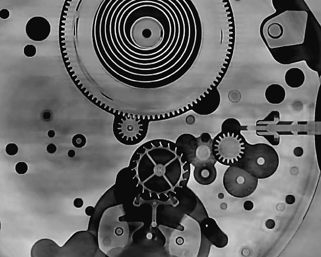 CT slice of an assembled mechanical watch movement