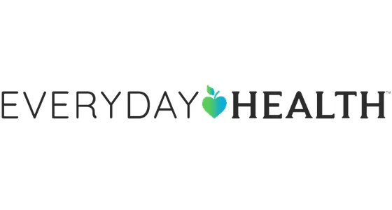 Everyday Health logo with text and a green-blue heart shaped apple icon.