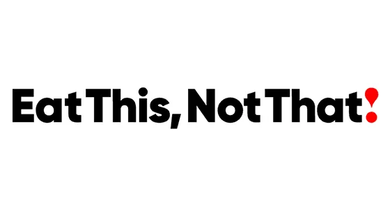 Bold black text reading 'Eat This, Not That!' with a red exclamation mark on a white background.