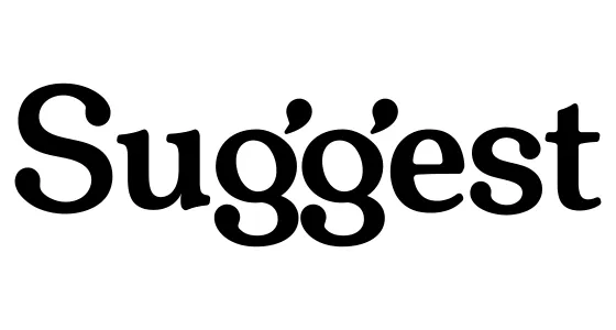 The word 'Suggest' written in stylized black serif font on a white background.