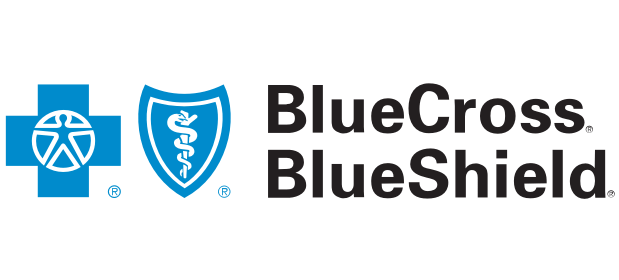 BlueCross BlueShield logo with a blue cross featuring a white human figure and a blue shield with a white caduceus symbol next to the Black text 'BlueCross BlueShield'.