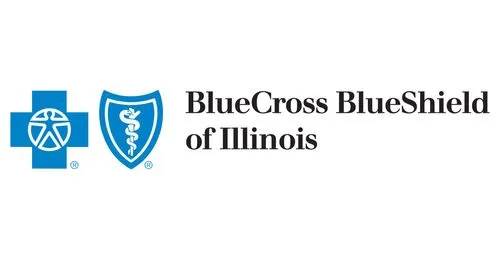 BlueCross BlueShield of Illinois logo with a blue cross containing a white human figure and a blue shield with a white caduceus symbol.