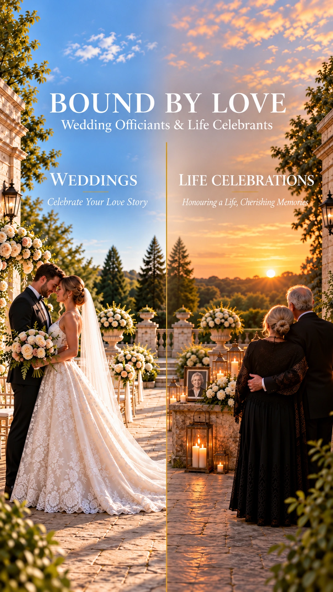 Bound By Love wedding and life celebration services mobile homepage hero