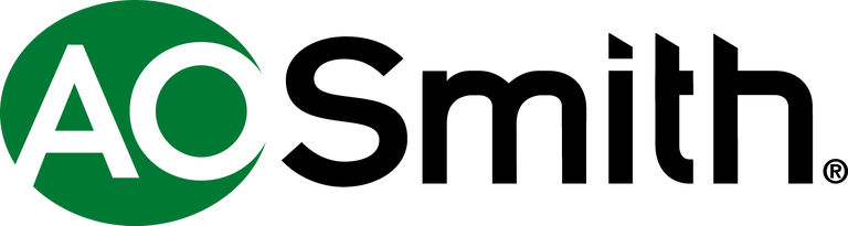 AO Smith company logo with white letters 'AO' inside a green circle followed by the word 'Smith' in black.