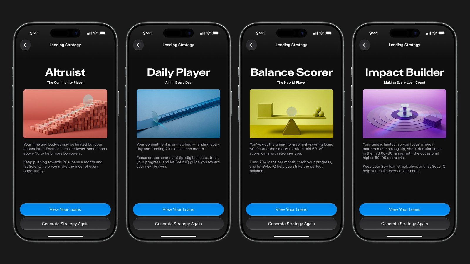 Lending strategy options in the new SoLo app