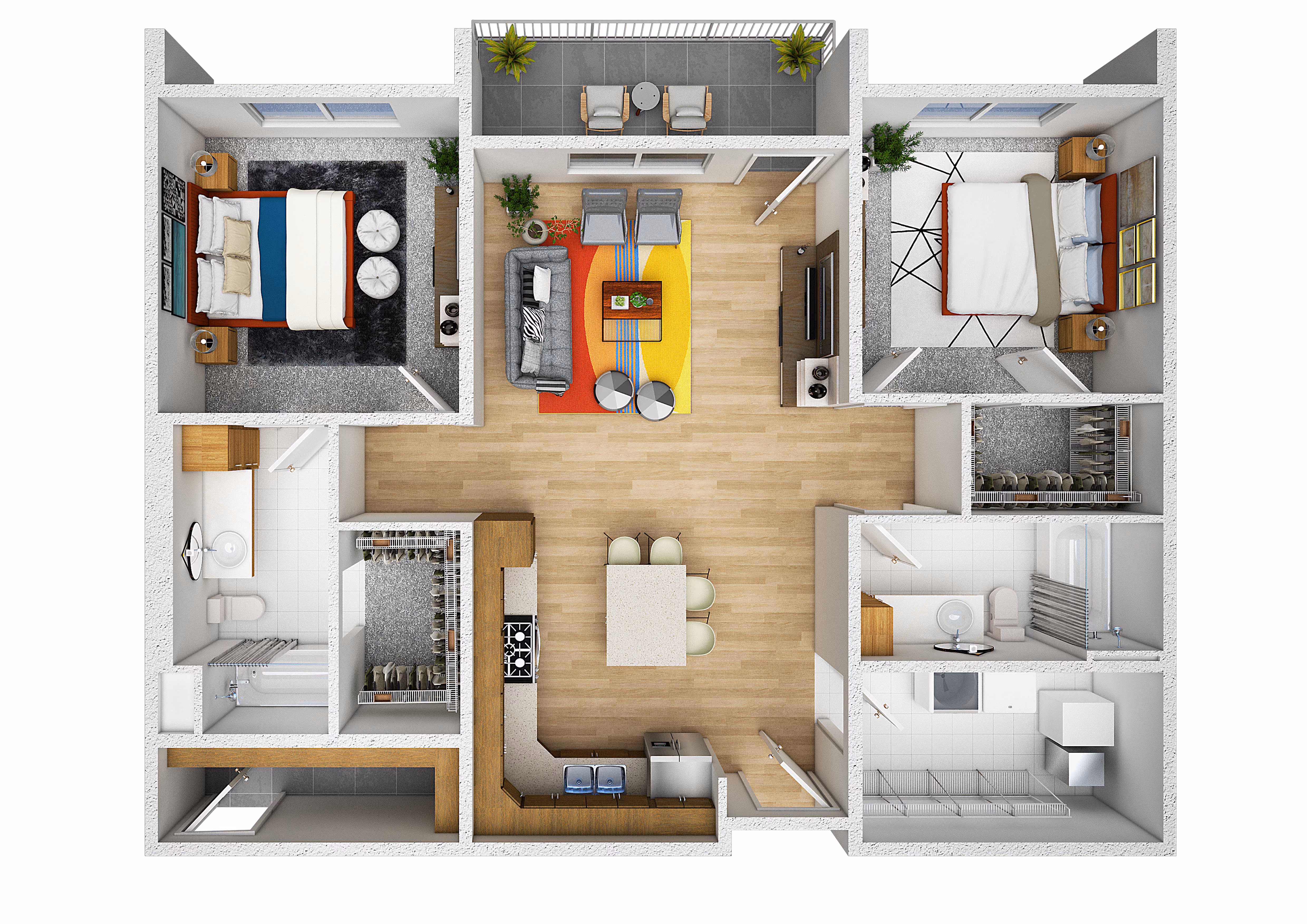 Two Bedroom Two Bathroom Floor Plan at Sage Meadow Village in Sioux Falls, SD