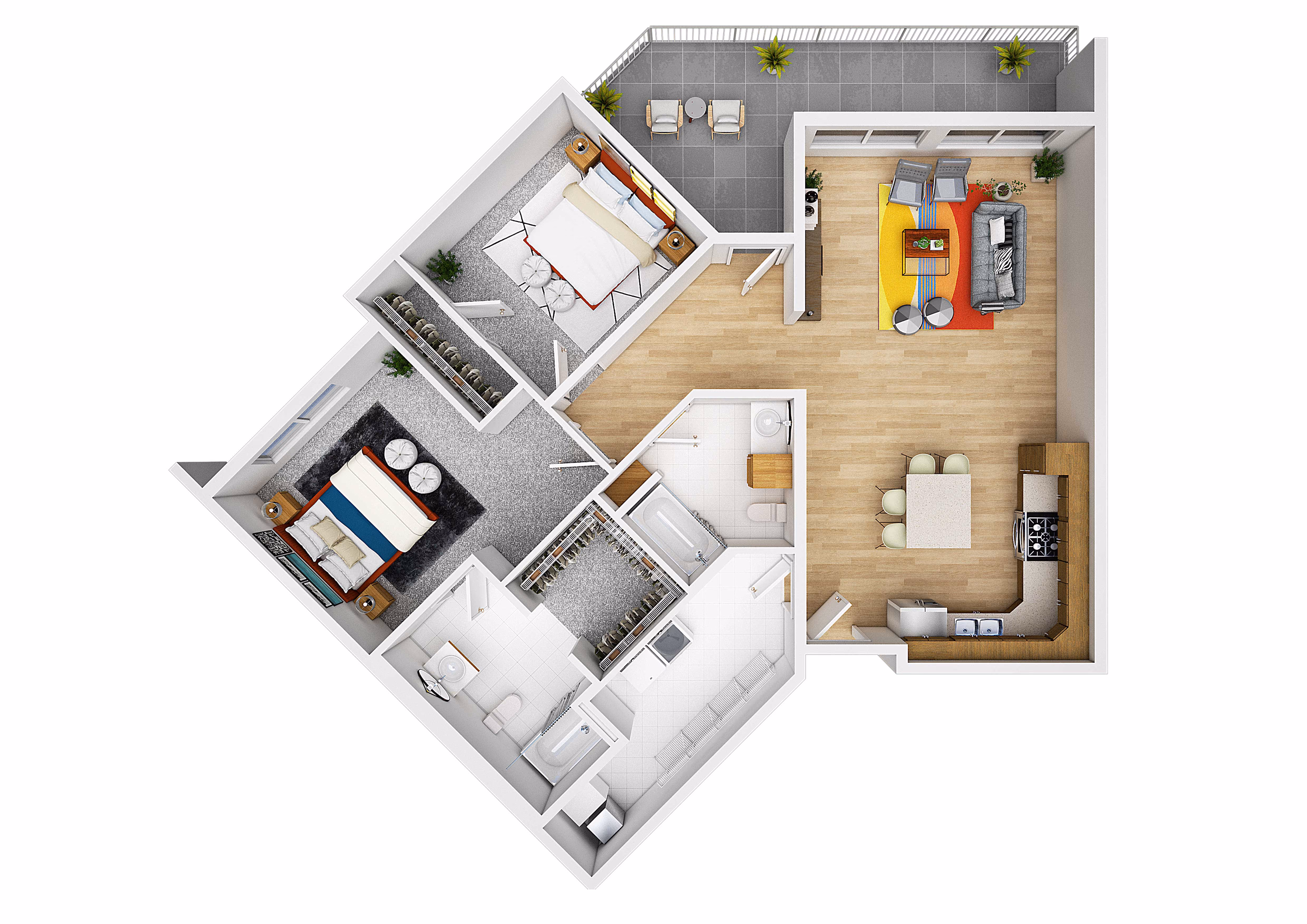 Two Bedroom Two Bathroom Floor Plan at Sage Meadow Village in Sioux Falls, SD