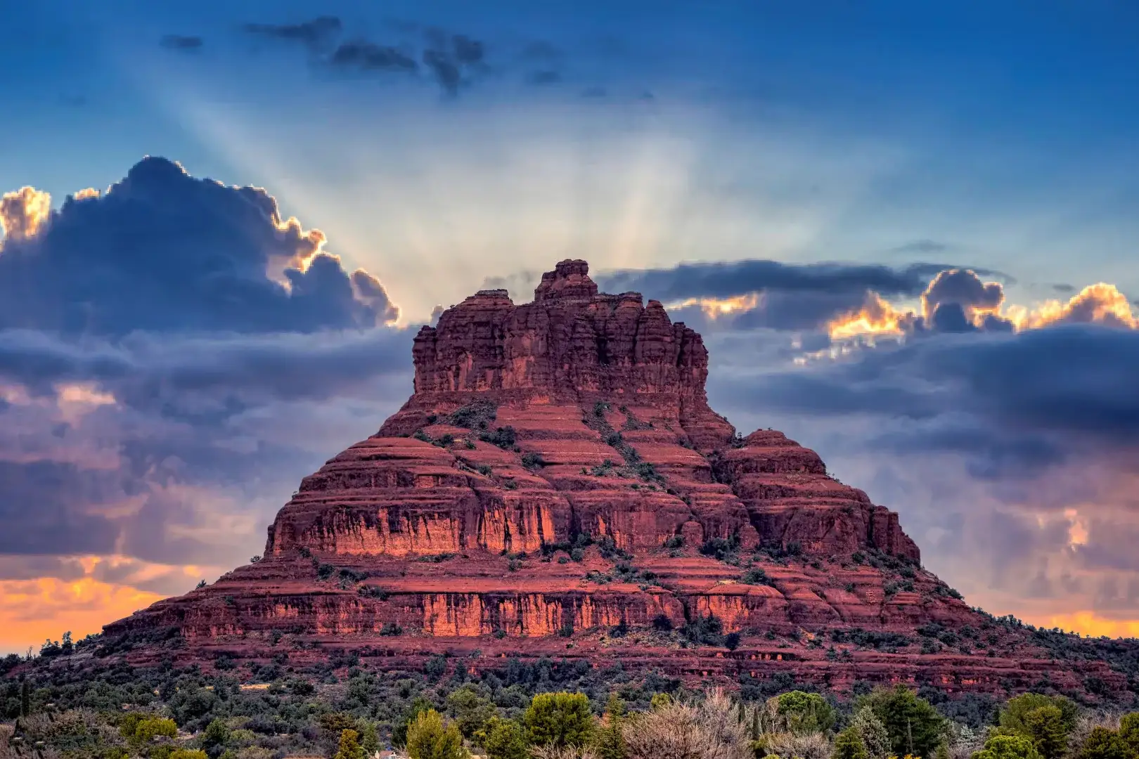 Bell Rock at sunset in Village of Oak Creek, Sedona