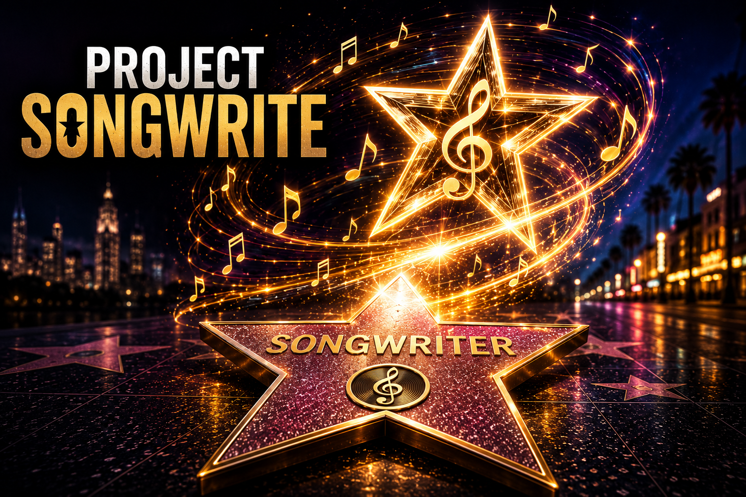 Project SongWrite gold music star banner