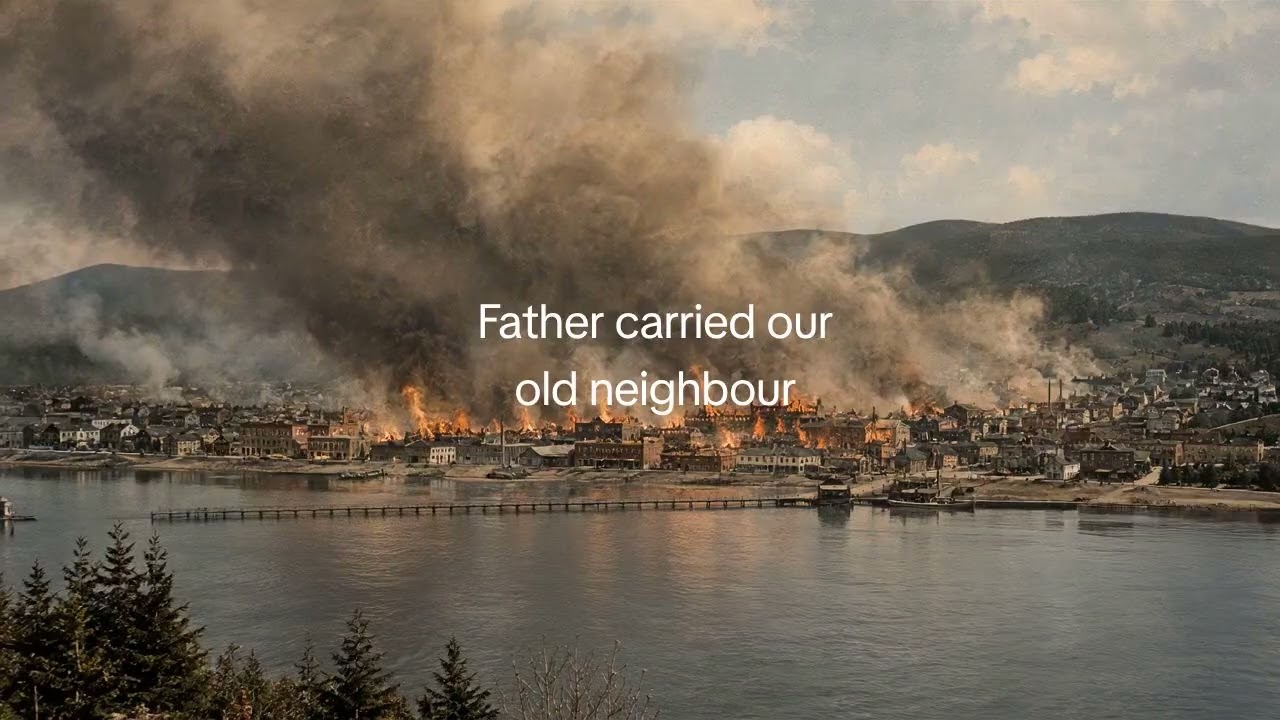 The Fire Took the Town by Orpheus Shade, Campbellton Fire of 1910 folk music video artwork