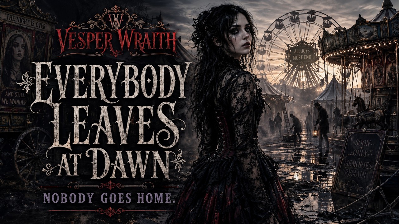 Everybody Leaves at Dawn by Vesper Mourdant, dark carnival dawn artwork
