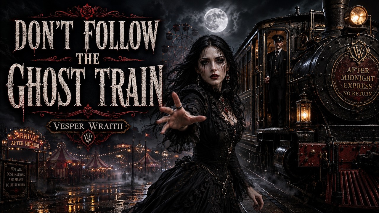Don’t Follow the Ghost Train by Vesper Mourdant gothic carnival music video artwork