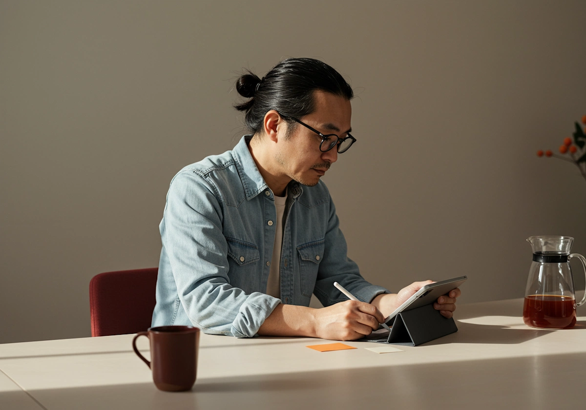 Engineer working on a laptop at a bright desk