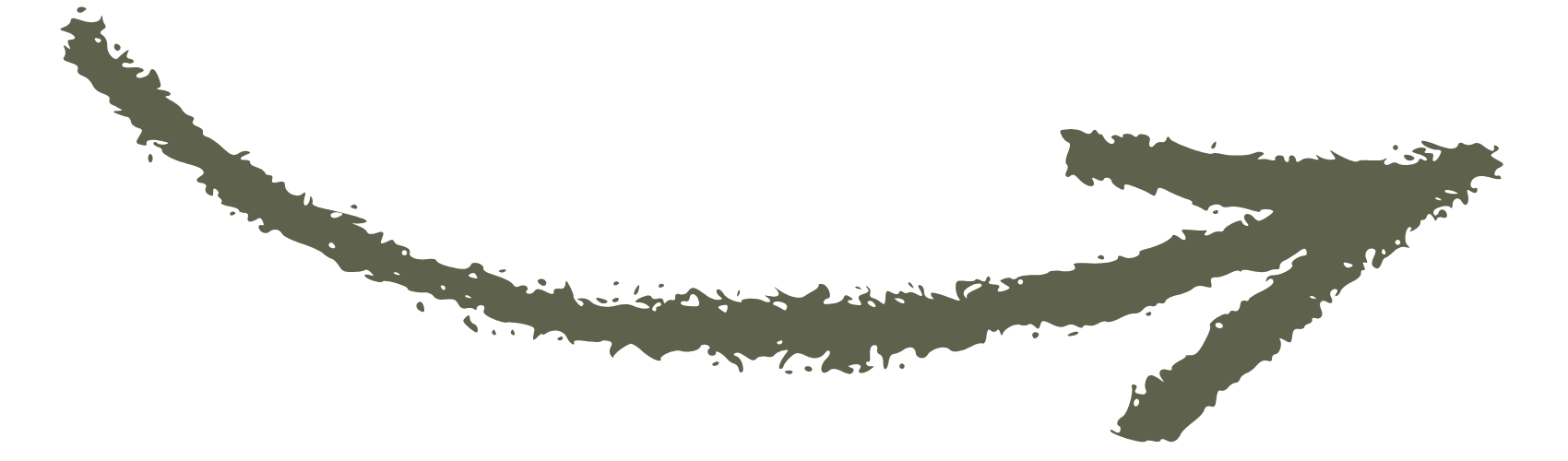 Curved, rough-textured arrow pointing to the upper right on a transparent background.