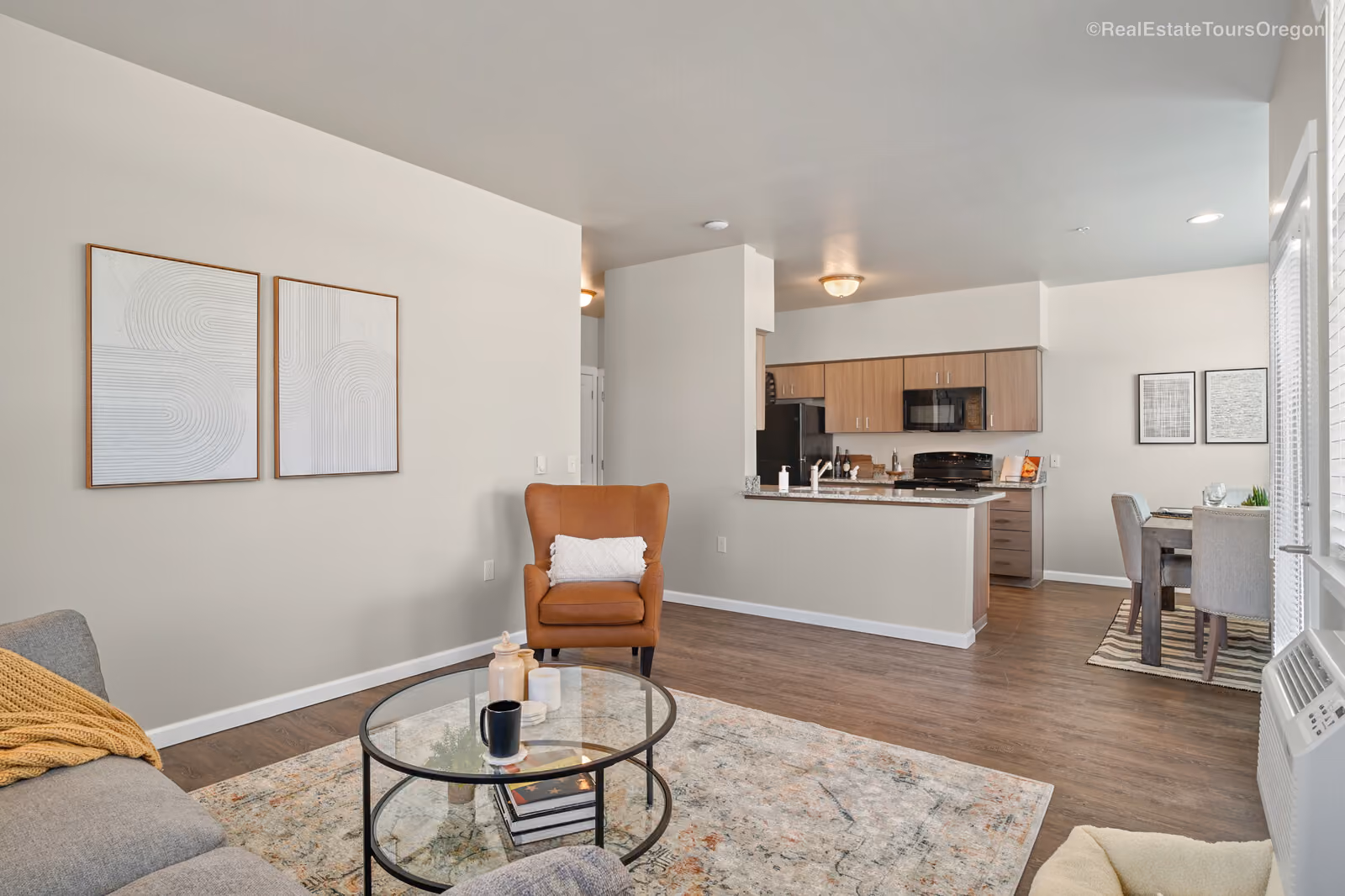Model living room at The Jory Apartments in Salem, Oregon