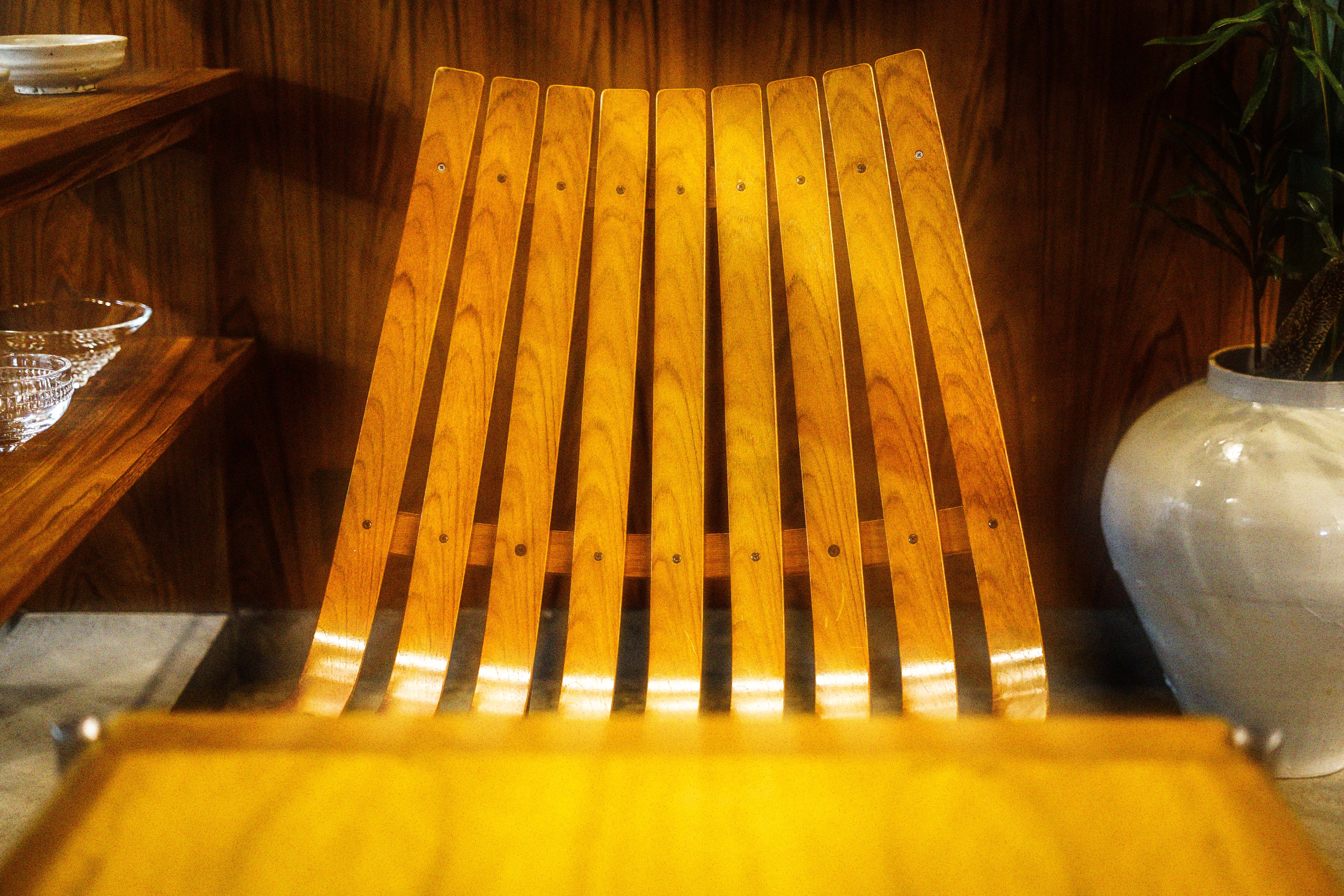 Wooden chair back with vertical slats