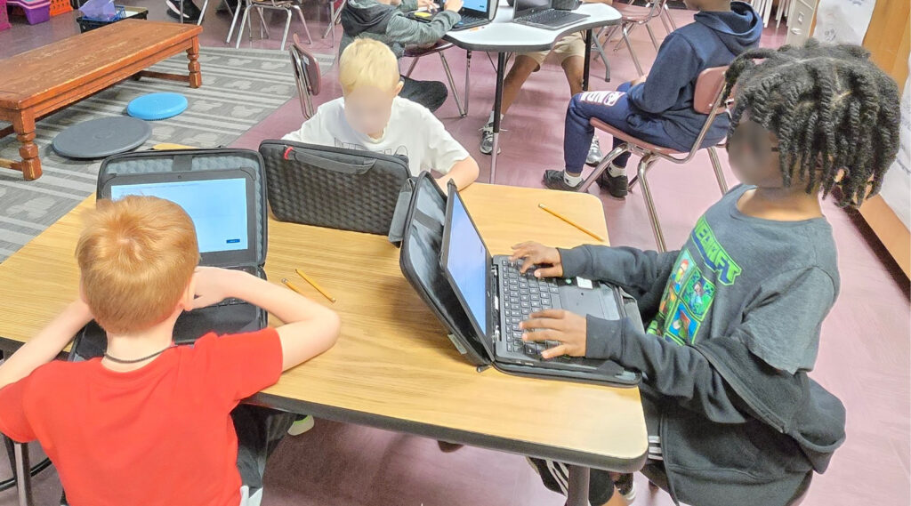 Students in Hampton, Georgia practicing writing