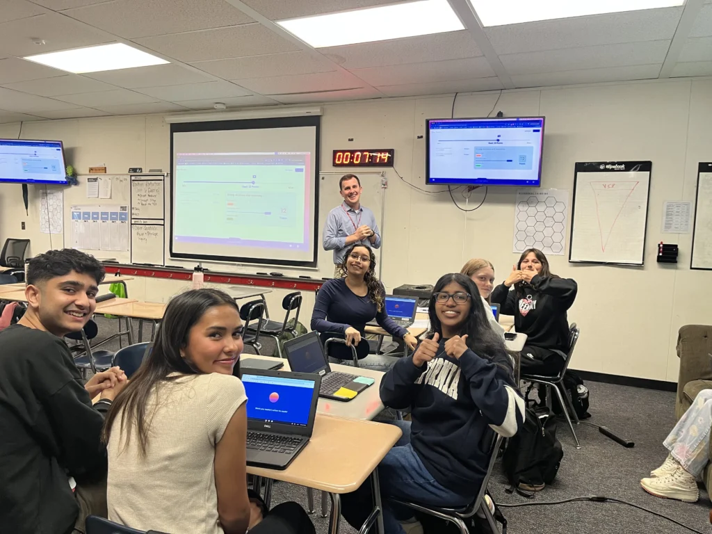 Adam Sparks leads a co-design session with students