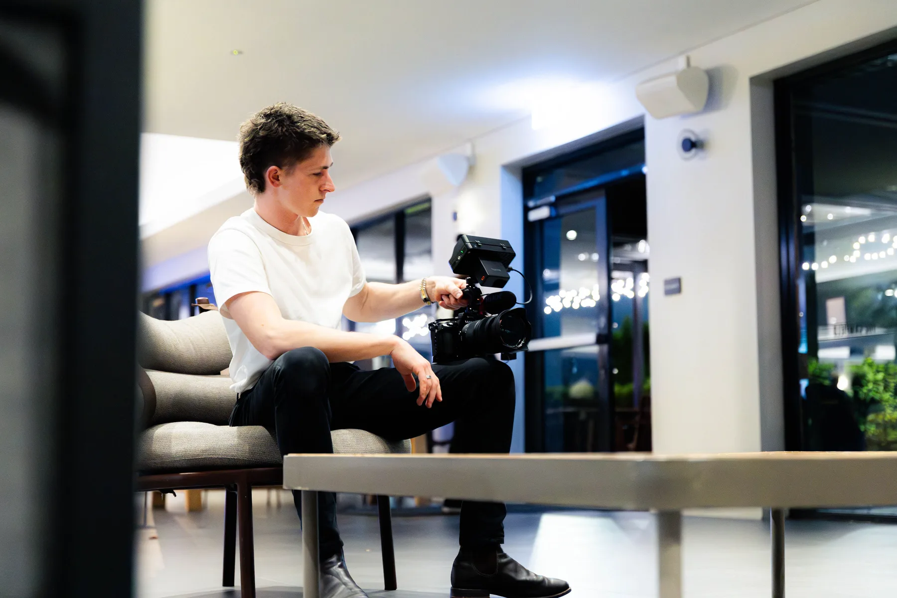 Keoni Upton, founder of Growth Concept Media, operating a cinema camera on location in Perth. Keoni Upton, founder of Growth Concept Media, operating a cinema camera on location in Perth.